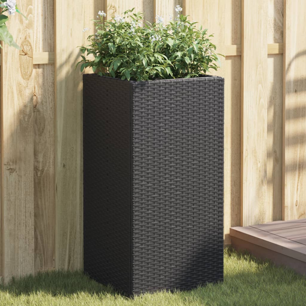 VidaXL Plantenbakken 2 st 40x40x80 cm poly rotan zwart