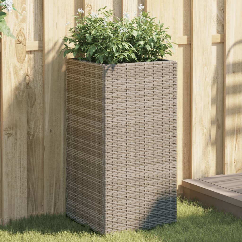 VidaXL Plantenbakken 2 st 40x40x80 cm poly rotan grijs