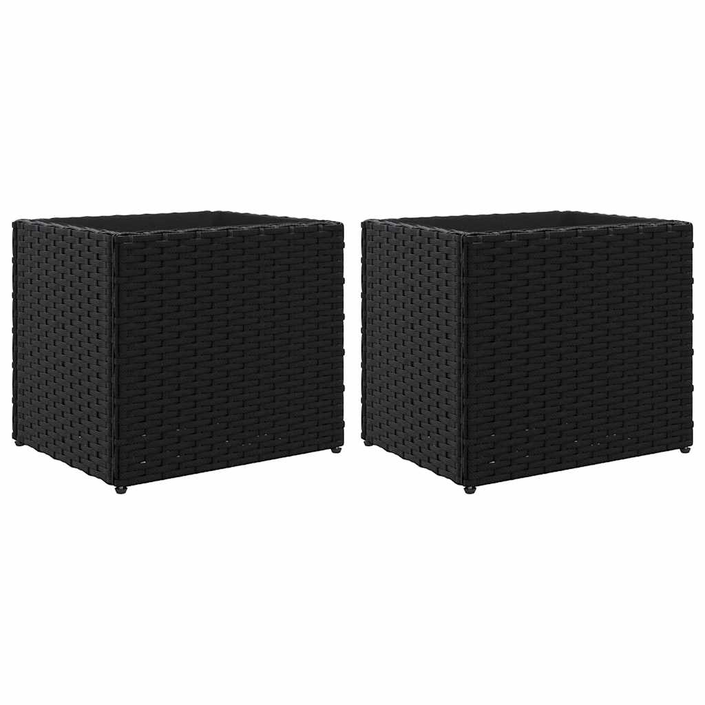VidaXL Plantenbakken 2 st 36x30x32 cm poly rotan zwart