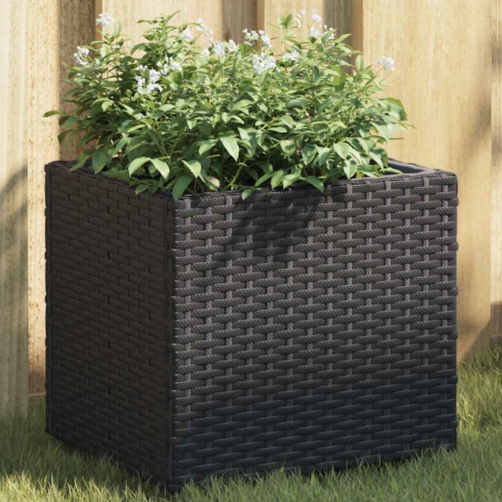 VidaXL Plantenbakken 2 st 36x30x32 cm poly rotan zwart