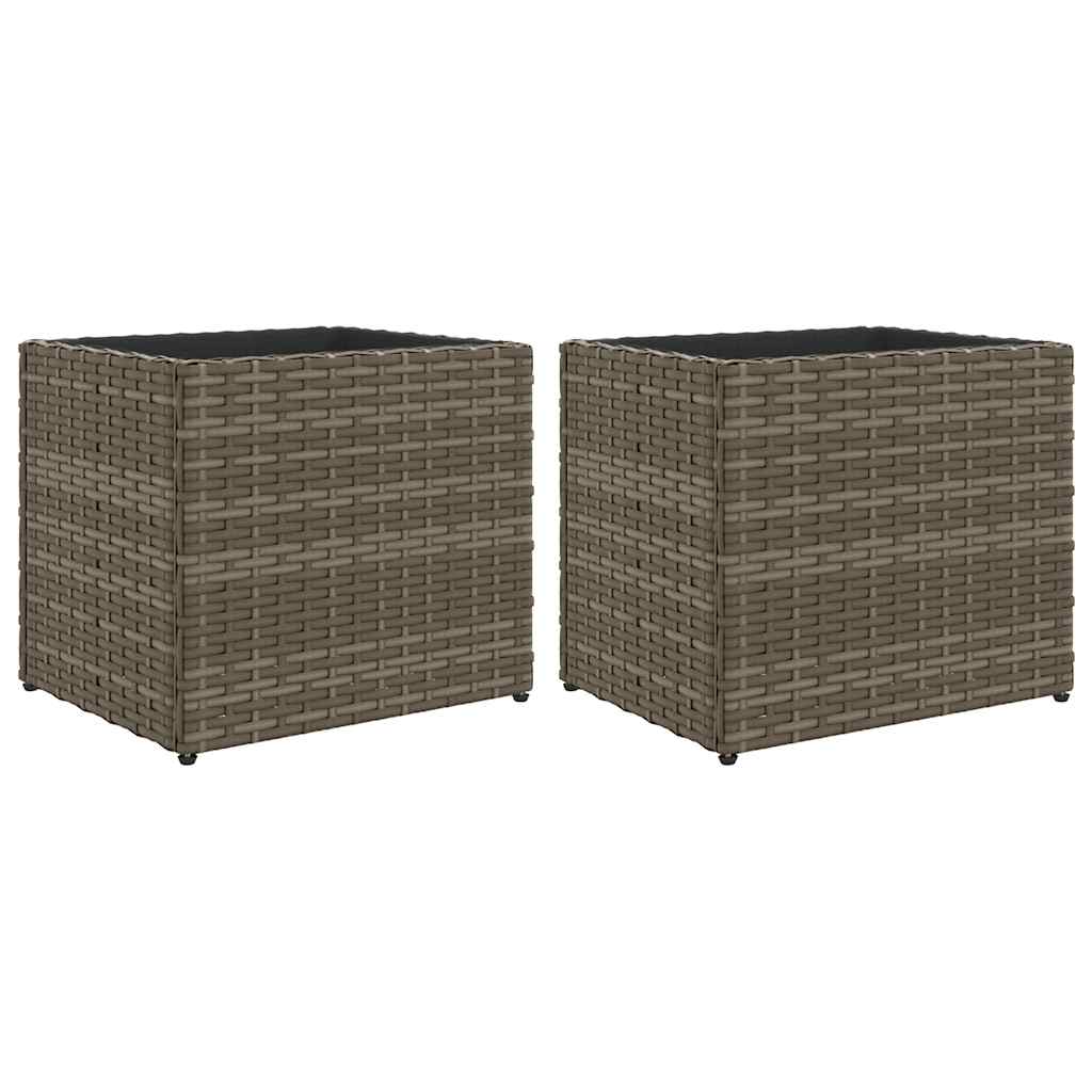 VidaXL Plantenbakken 2 st 36x30x32 cm poly rotan grijs