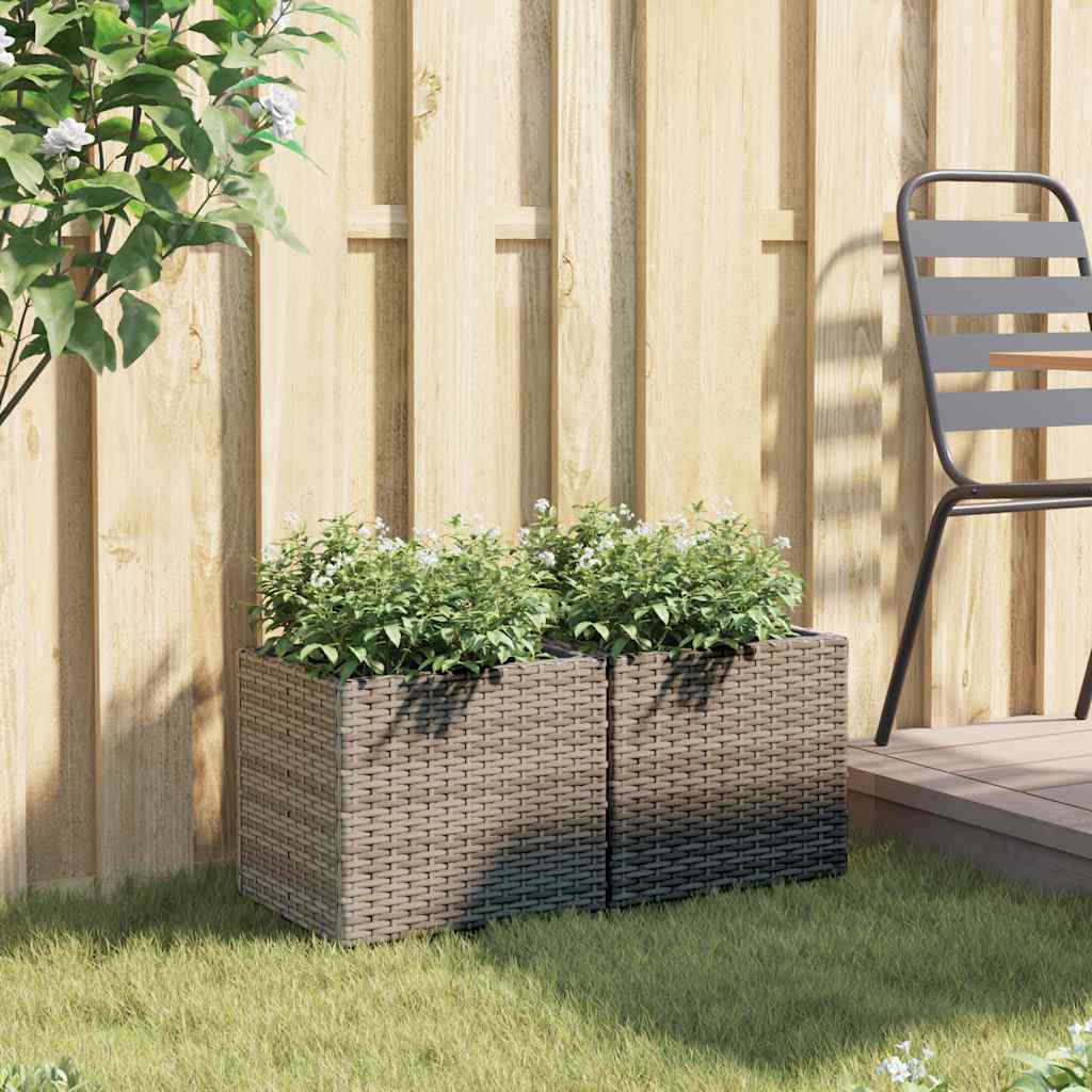 VidaXL Plantenbakken 2 st 36x30x32 cm poly rotan grijs