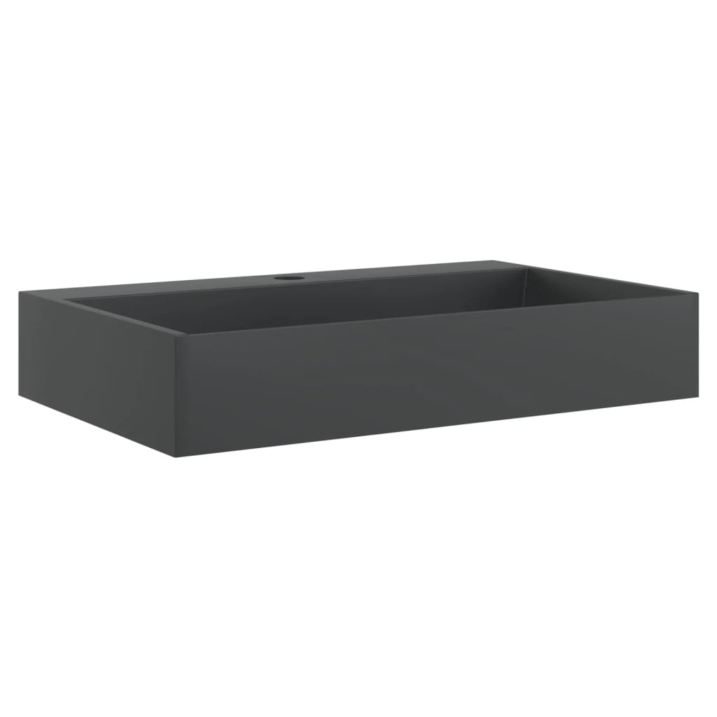 VidaXL Wastafel 60x38x11 cm gewonnen mineraal marmer matzwart