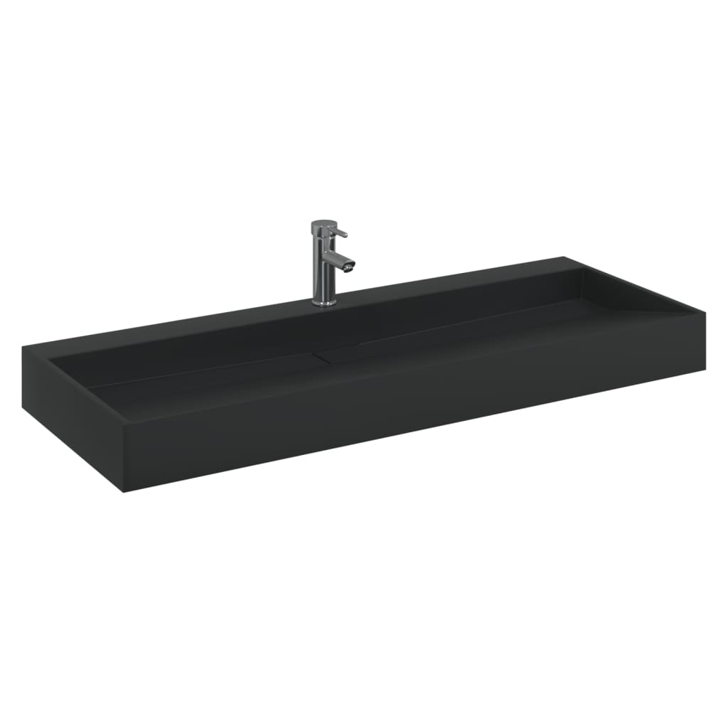 Vidaxl wastafel 120x46x11 cm mineraal mineraal marmer matzwart