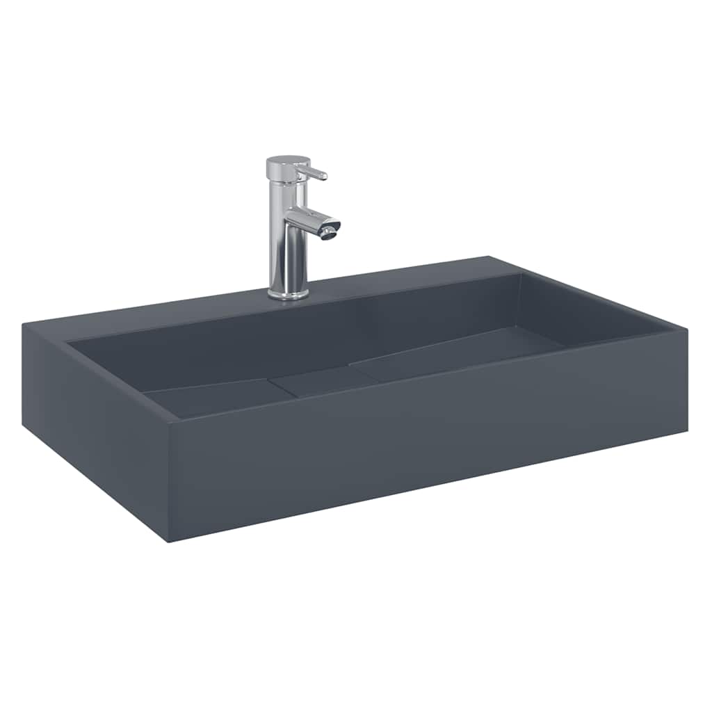 VidaXL Wastafel 60x38x11 cm mineraal gewonnen marmer antraciet