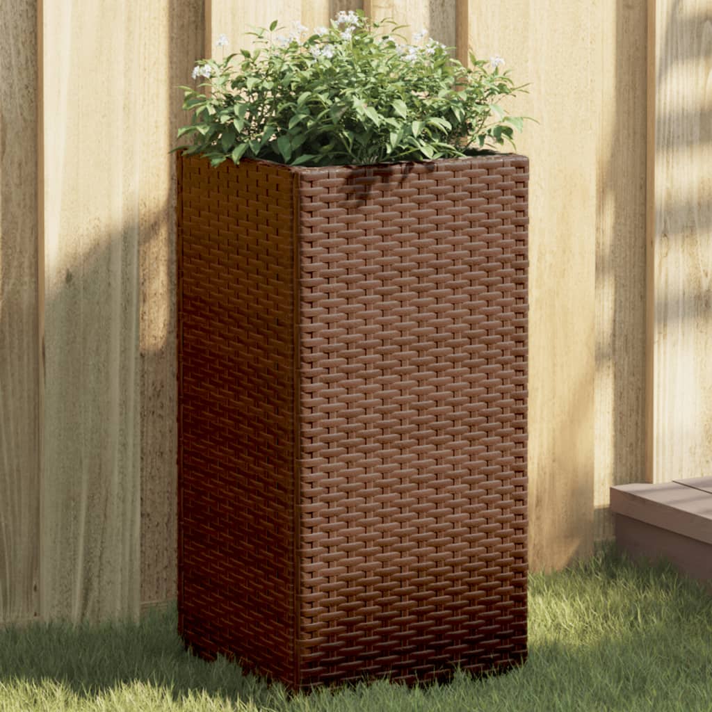 Vidaxl plantenbak 30x30x60 cm poly rotan bruin
