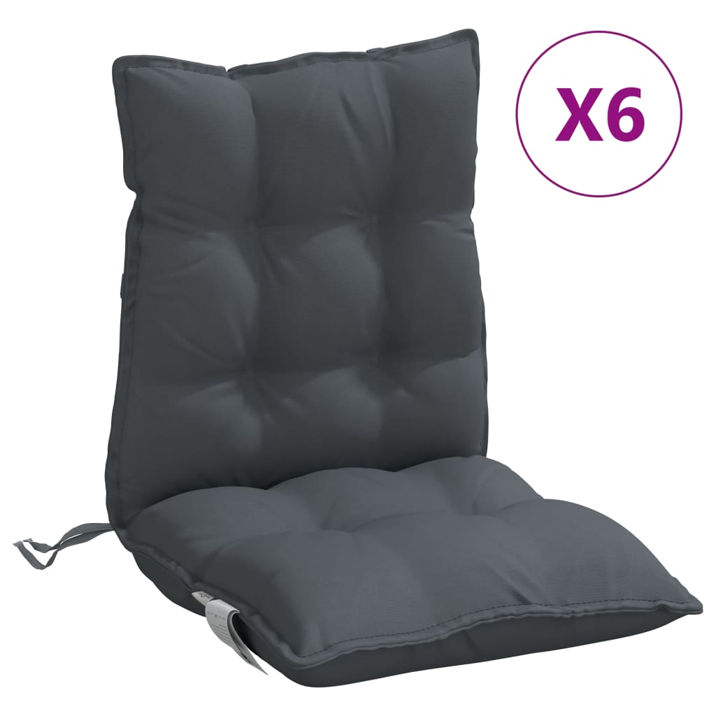 Vidaxl stoelkussens 6 st lage vloerkleed oxford stof antracietkleurig