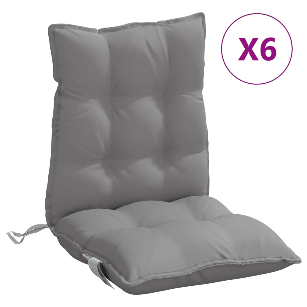 Vidaxl stoelkussens 6 st lage vloerkleed oxford stof grijs