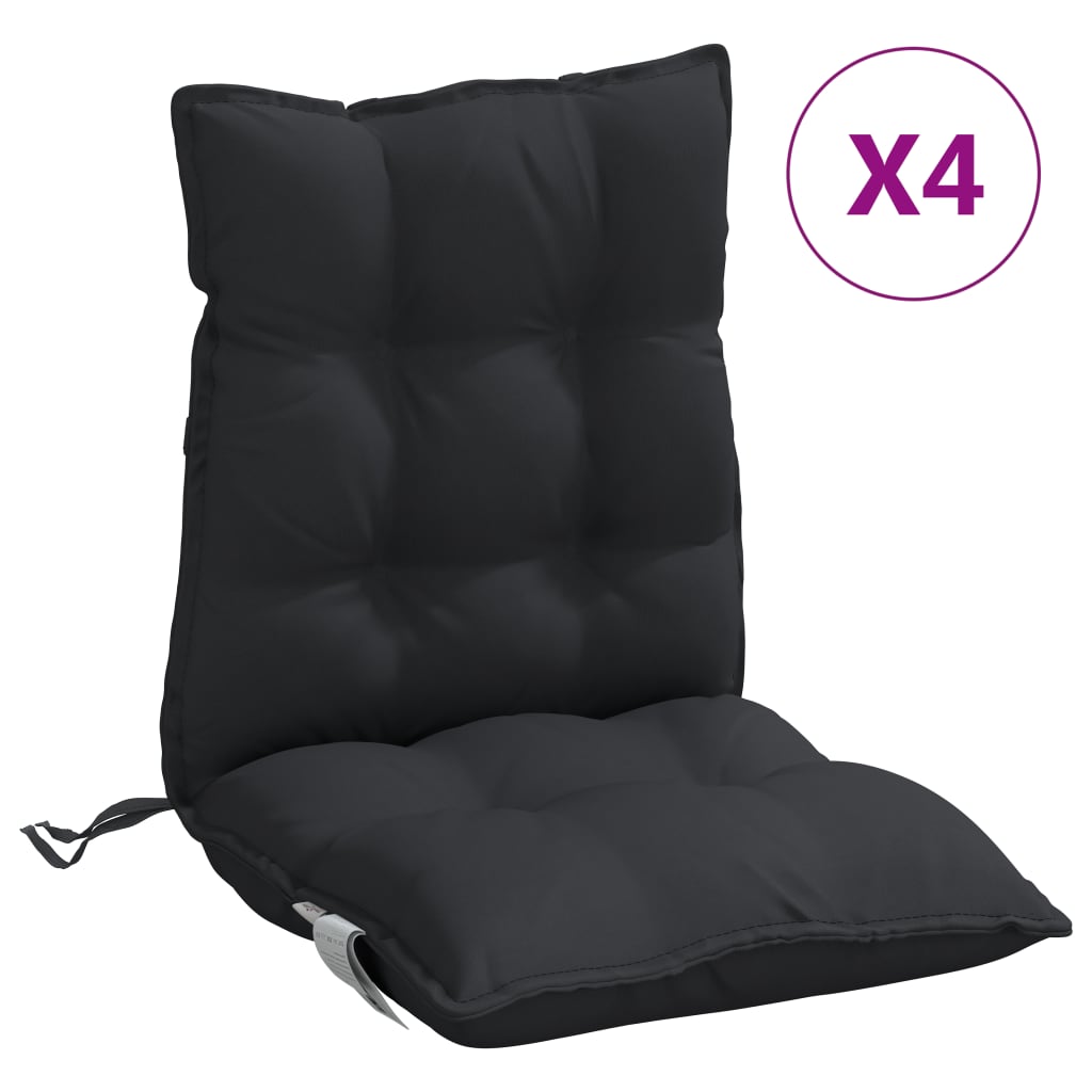 Vidaxl stoelkussens 4 st lage vloerkleed oxford stof zwart