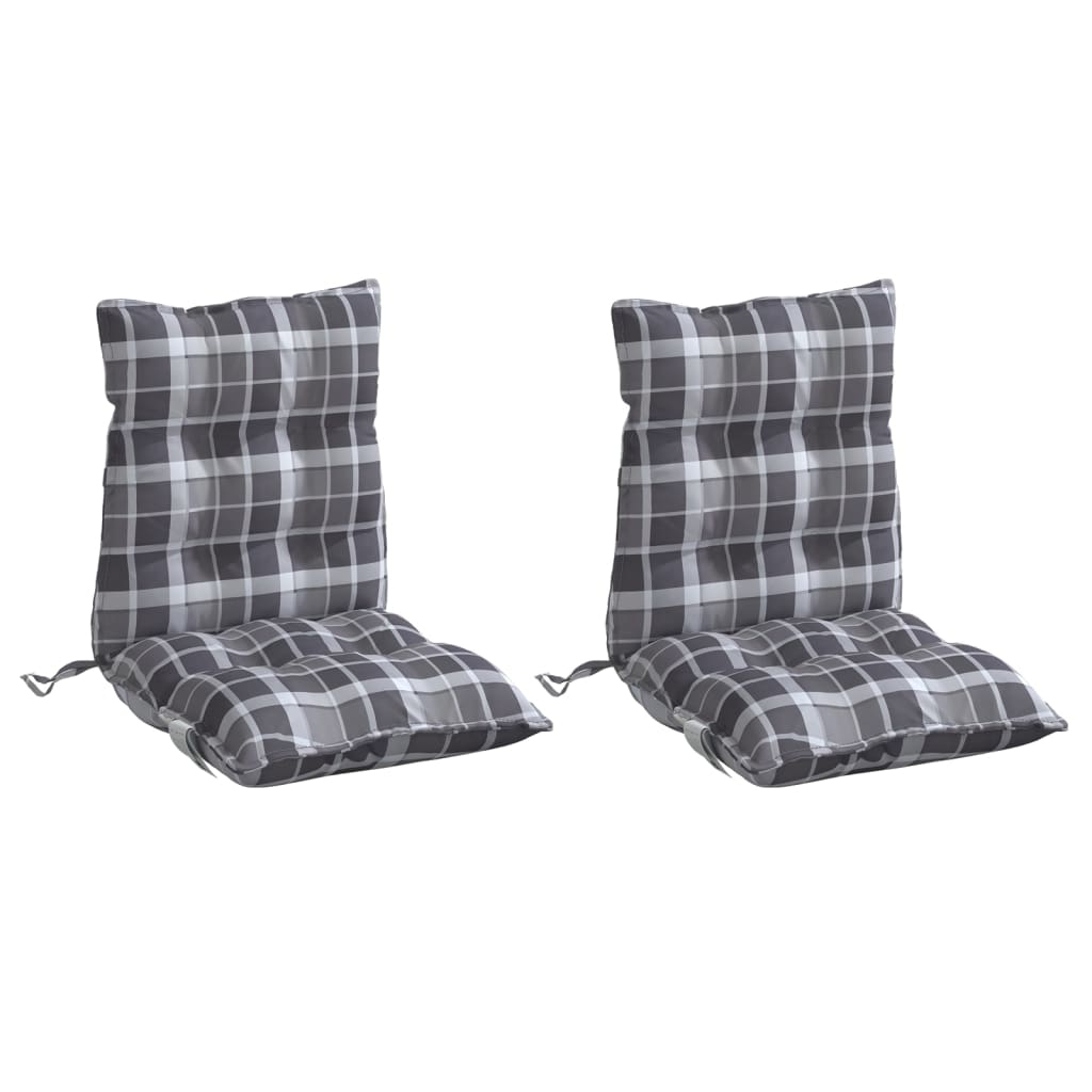 Vidaxl stoelkussens 2 st lage vloerkleed ruitpatroon oxford stof grijs