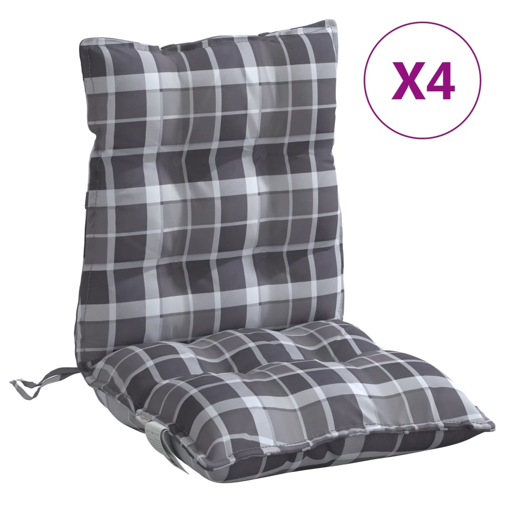 Vidaxl stoelkussens 4 st lage vloerkleed ruitpatroon oxford stof grijs