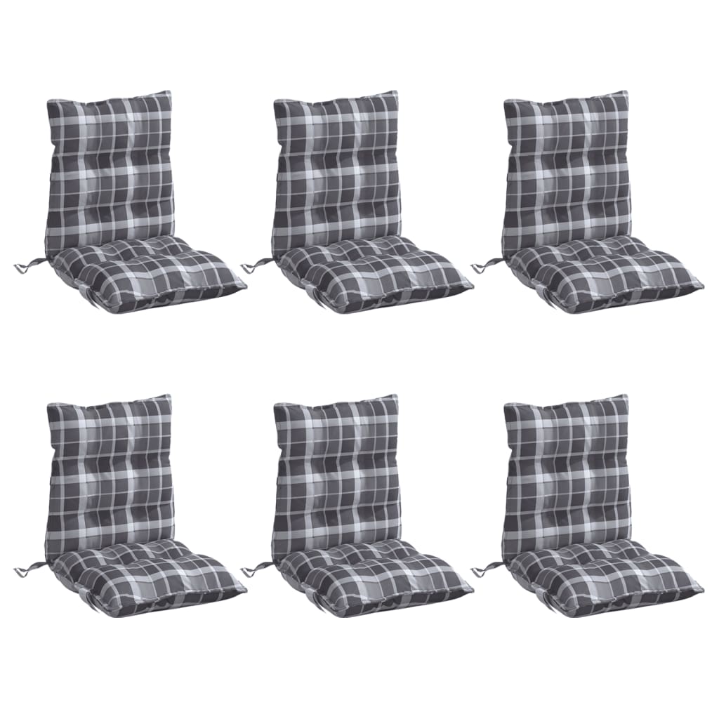 Vidaxl stoelkussens 6 st lage vloerkleed ruitpatroon oxford stof grijs