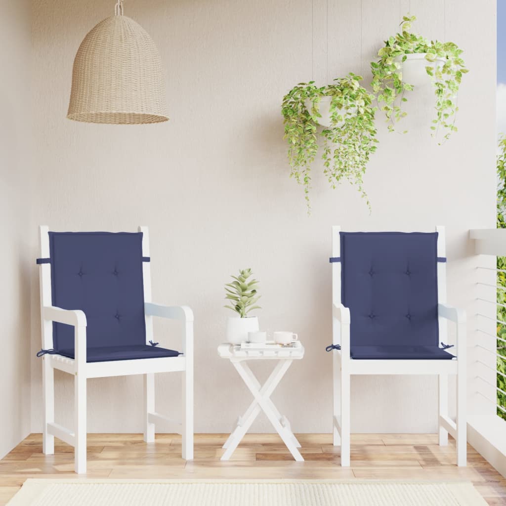 Vidaxl stoelkussens 2 st lage vloerkleed stof marineblauw