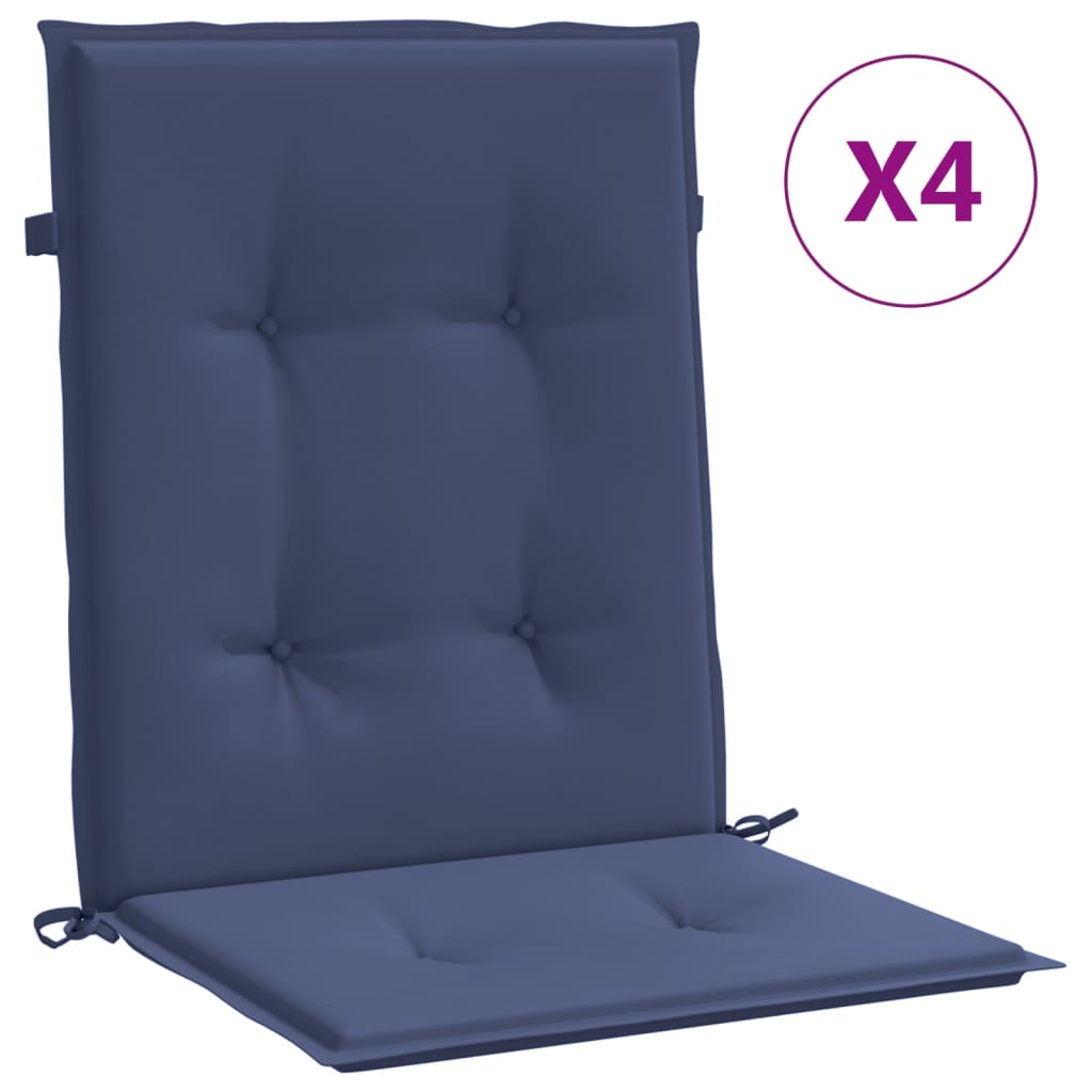 Vidaxl stoelkussens 4 st lage vloerkleed stof marineblauw