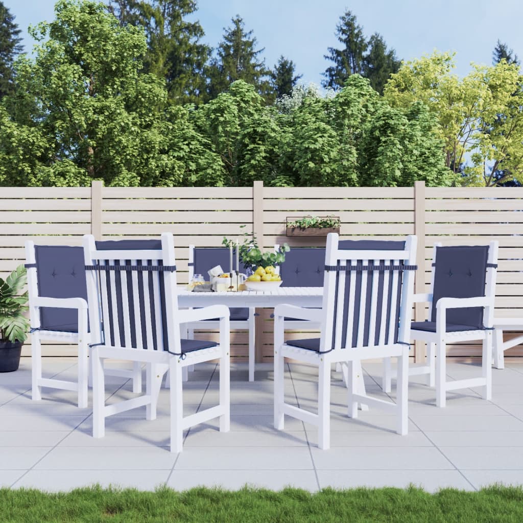 Vidaxl stoelkussens 6 st lage vloerkleed stof marineblauw