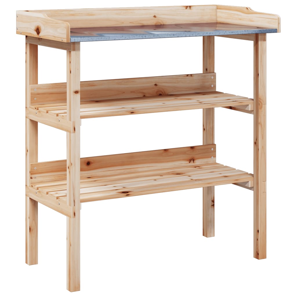 Vidaxl plantentafel met planken 78x38x82,5 cm massief vurenhout