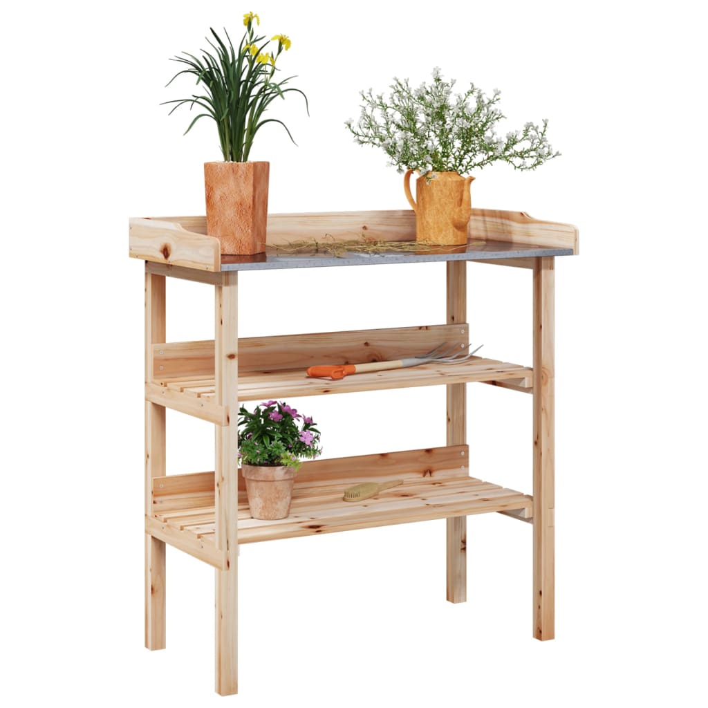 Vidaxl plantentafel met planken 78x38x82,5 cm massief vurenhout