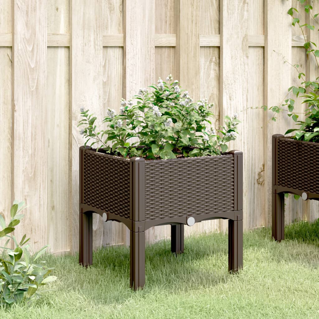 VidaXL Plantenbak met pot 40x40x42 cm polypropeen bruin