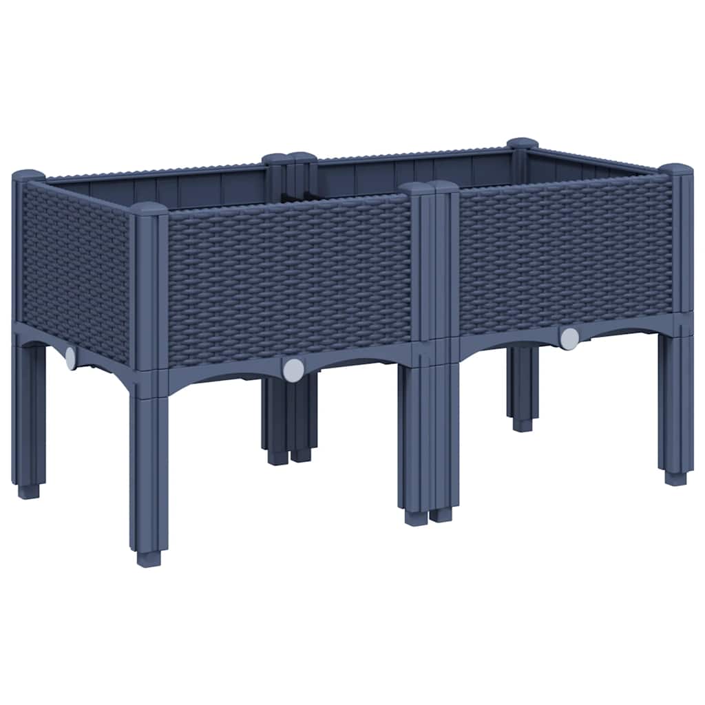 VidaXL Plantenbak met pot 80x40x42 cm polypropeen grijs