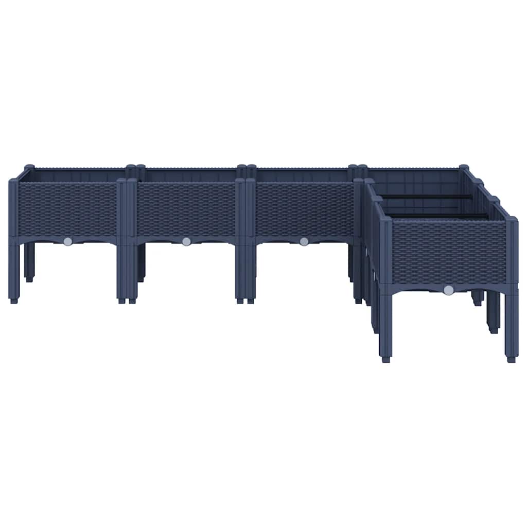 Vidaxl plantenbak met poten 160x120x42 cm polypropeen blauwgrijs