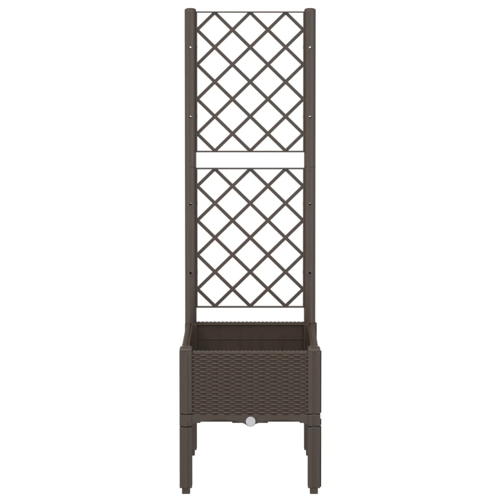 Vidaxl plantenbak met latwerk 40x40x142 cm polypropeen bruin