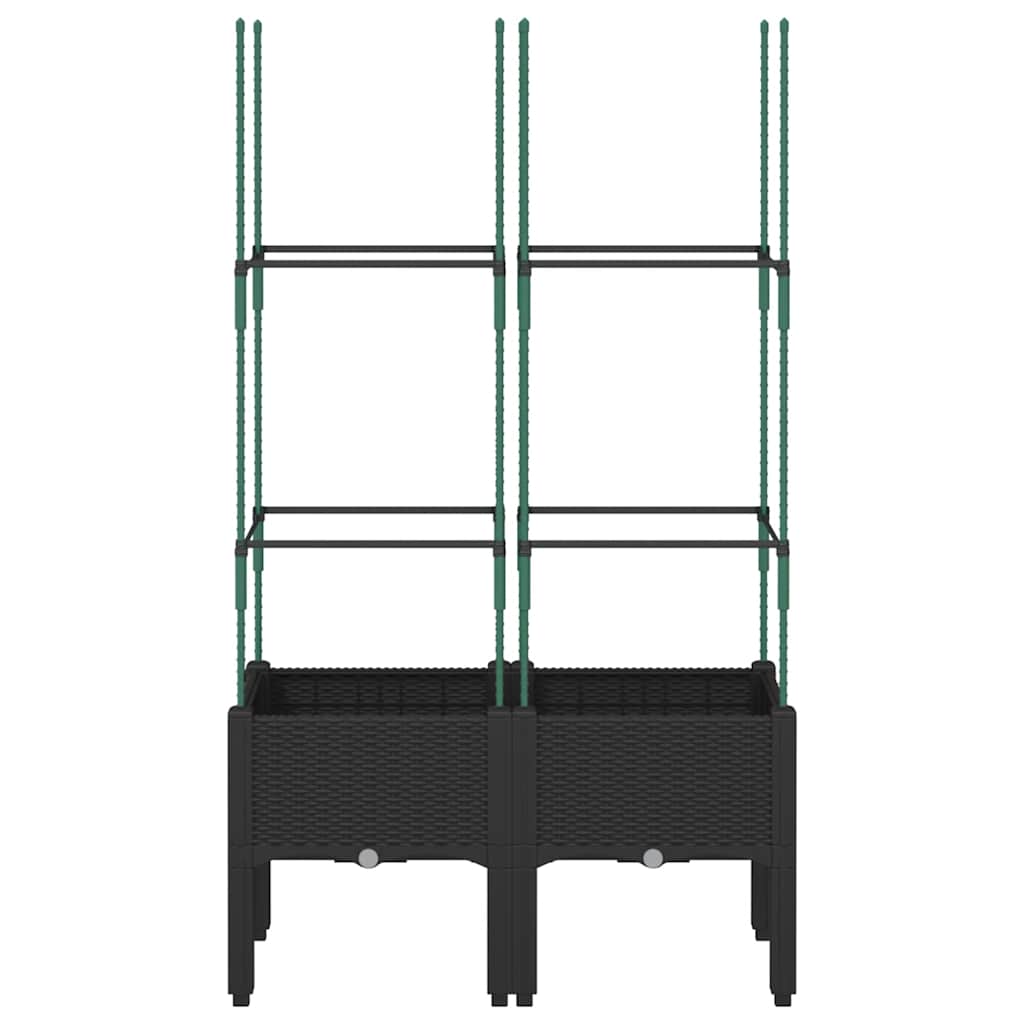 Vidaxl plantenbak met latwerk 80x40x142,5 cm polypropeen zwart