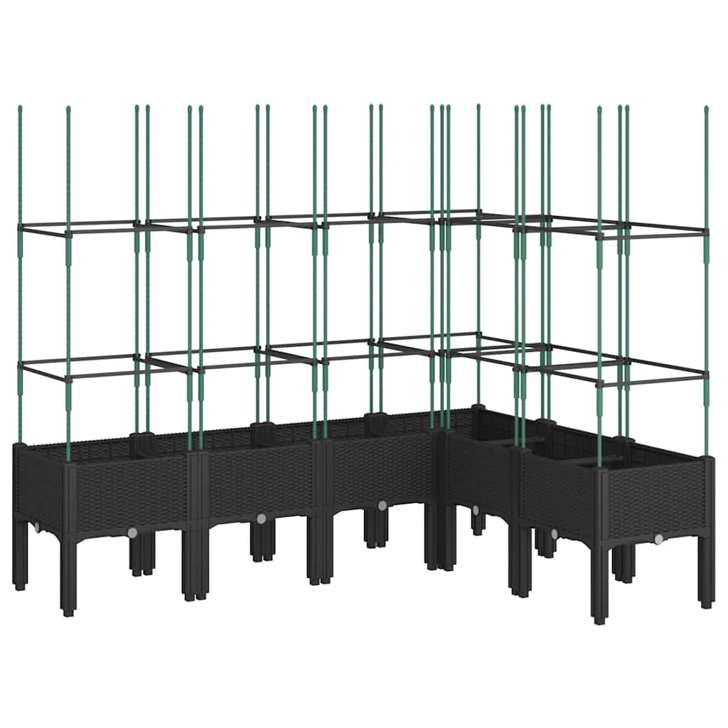 Vidaxl plantenbak met latwerk 160x120x142,5 cm polypropeen zwart