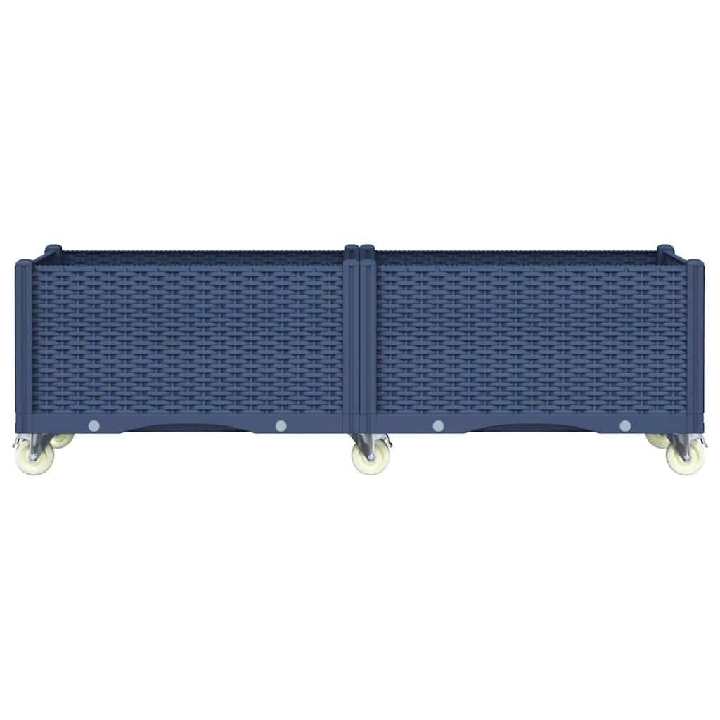 Vidaxl plantenbak met wielen 160x50x54 cm polypropeen blauwgrijs