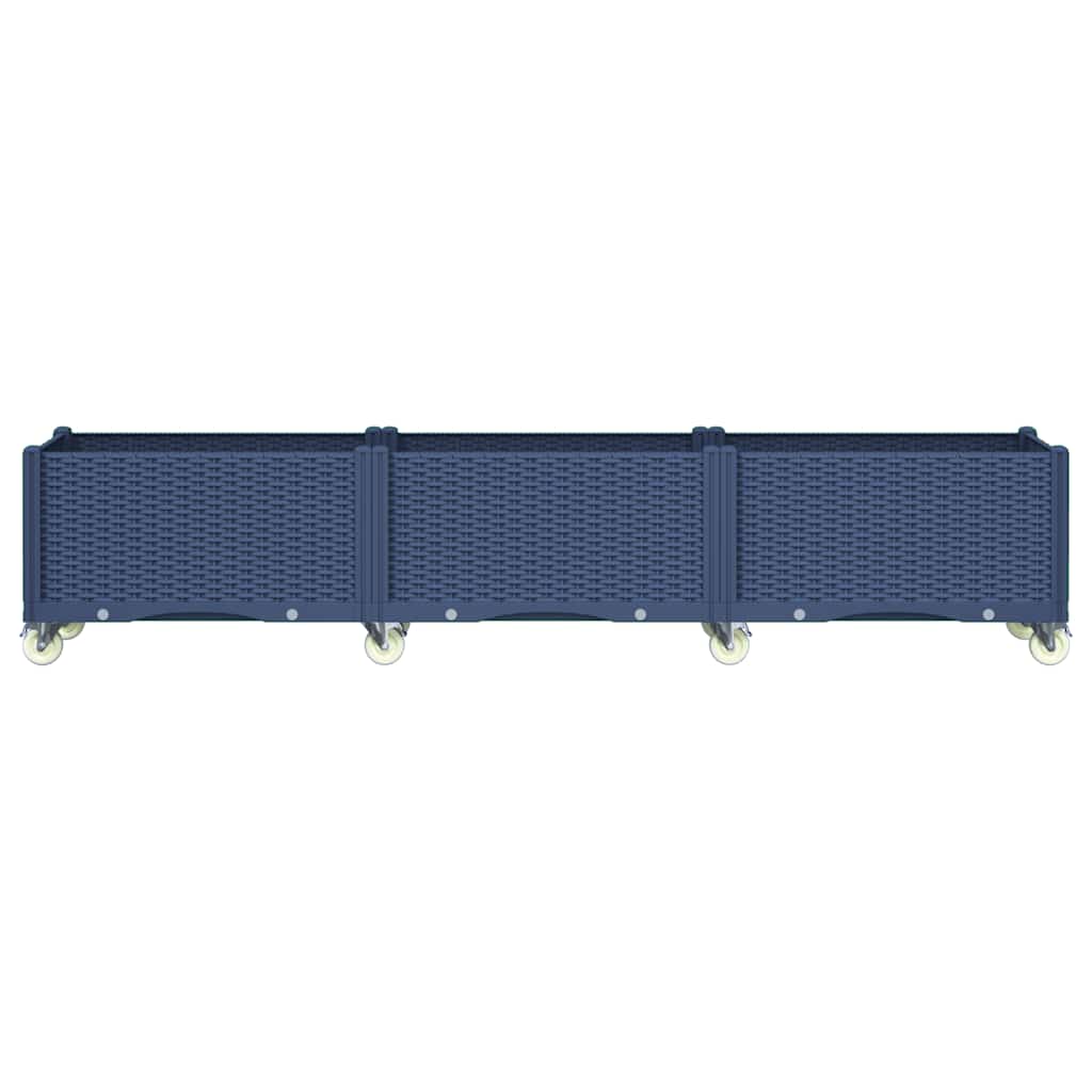 Vidaxl plantenbak met wielen 240x50x54 cm polypropeen blauwgrijs