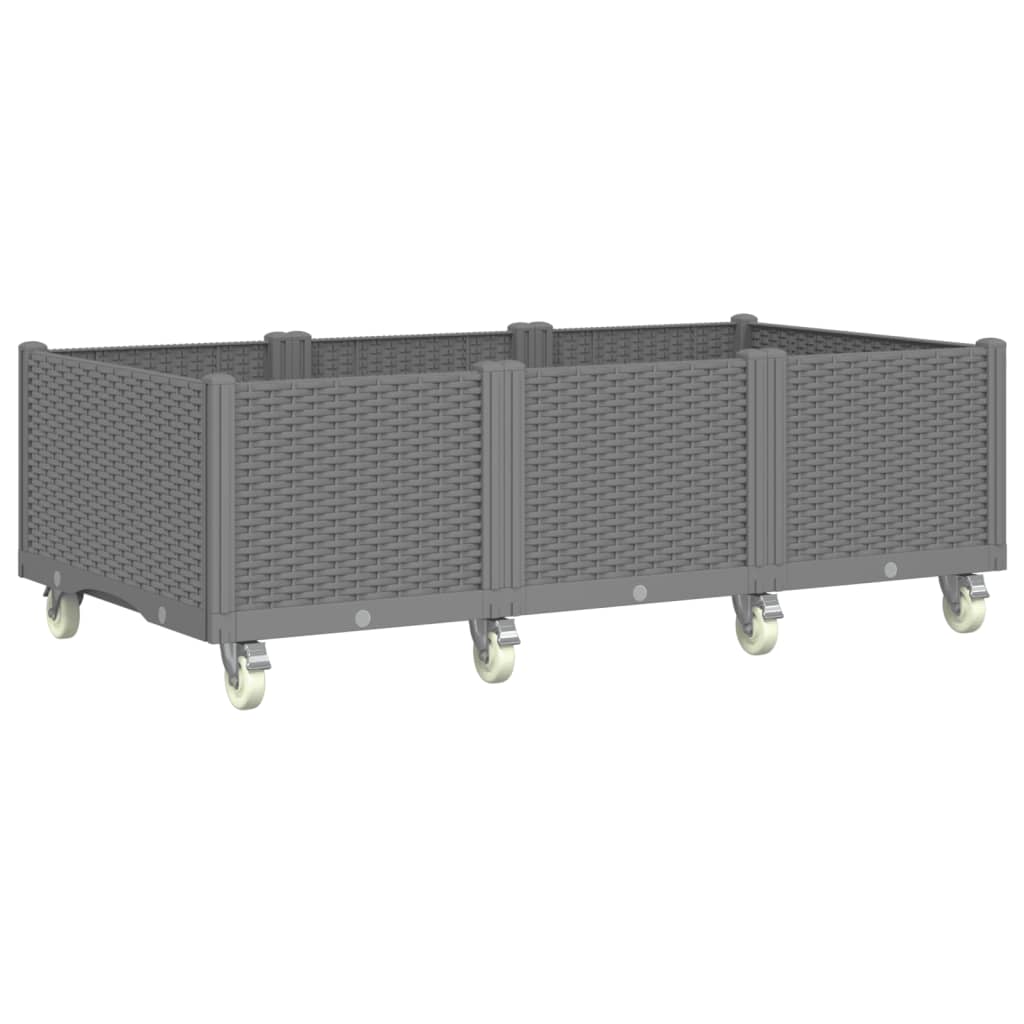 Vidaxl plantenbak met wielen 150x80x54 cm polypropeen lichtgrijs