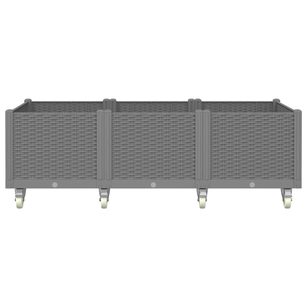 Vidaxl plantenbak met wielen 150x80x54 cm polypropeen lichtgrijs
