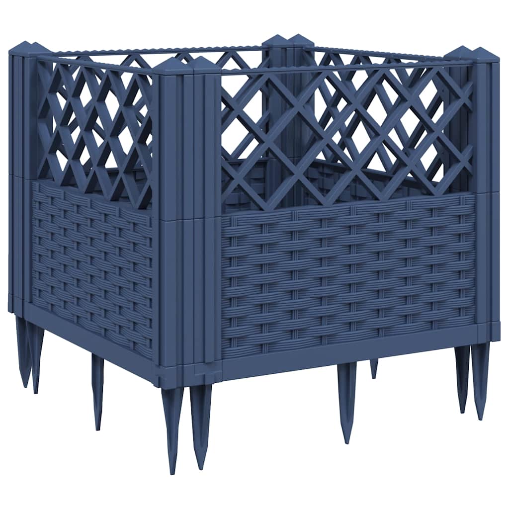 Vidaxl plantenbak met pinnen 43,5x43,5x43,5 cm polypropeen blauwgrijs