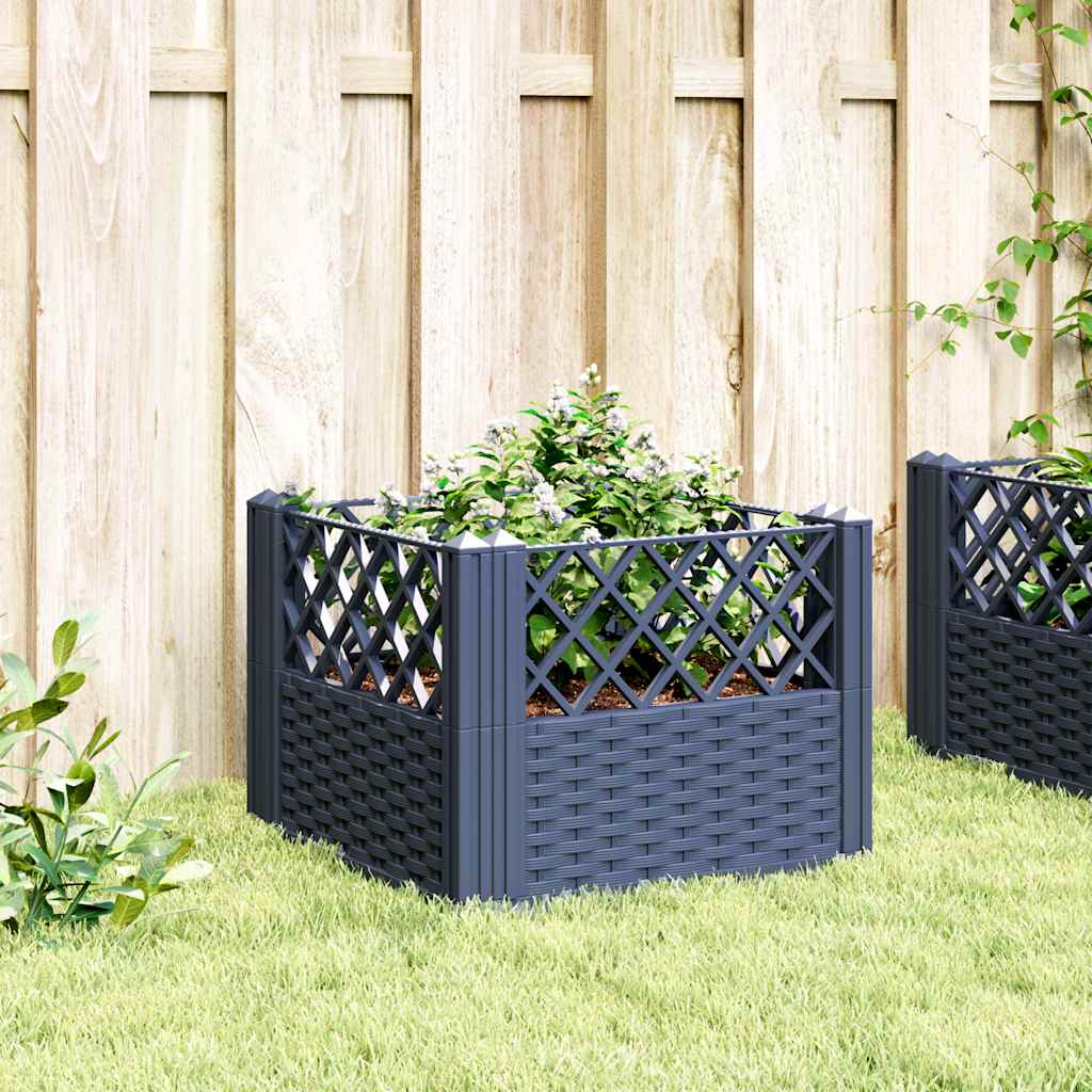 Vidaxl plantenbak met pinnen 43,5x43,5x43,5 cm polypropeen blauwgrijs