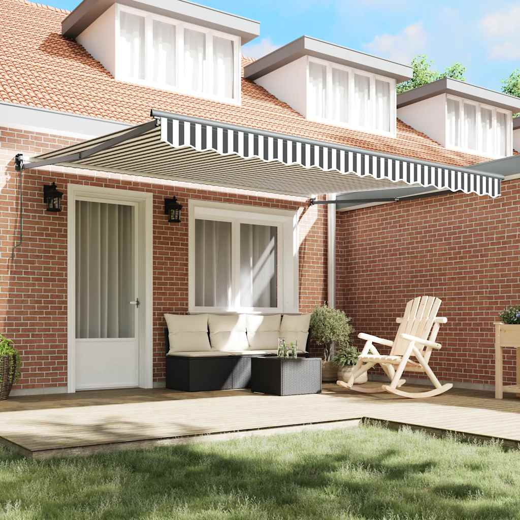 Vidaxl luifel uittrekbaar 4x3 m stof en aluminium antraciet en wit