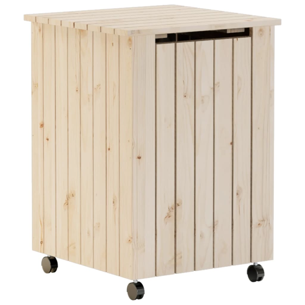 Vidaxl wasmand met wielen rana 45x45x64 cm massief groenhout