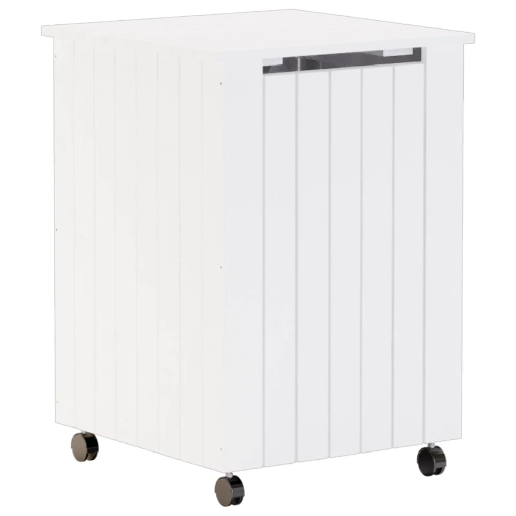 Vidaxl wasmand met wielen rana 45x45x64 cm massief groenhout wit