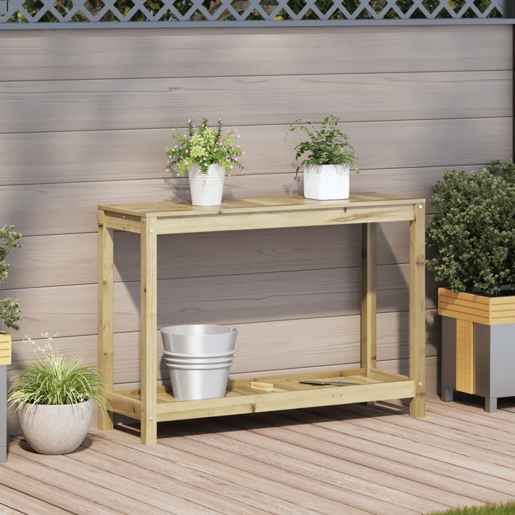 Vidaxl oppottafel met schap 108x35x75 cm geïmpregneerd grenenhout