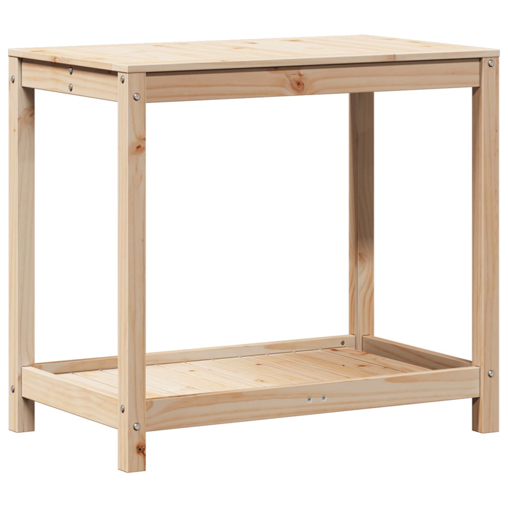 Vidaxl oppottafel met schap 82,5x50x75 cm massief groenhout