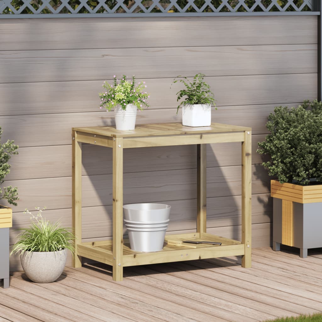 Vidaxl oppottafel met schap 82,5x50x75 cm geïmpregneerd groenenhout