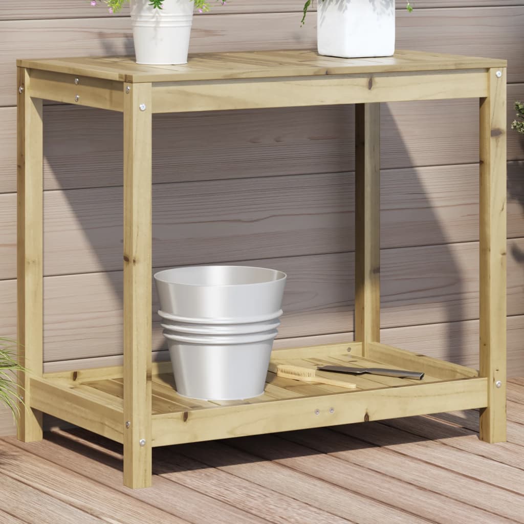 Vidaxl oppottafel met schap 82,5x50x75 cm geïmpregneerd groenenhout