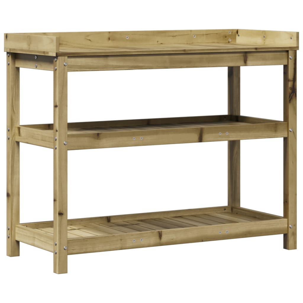 Vidaxl oppottafel met schappen 108x45x86,5 cm geïmpregneerd hout