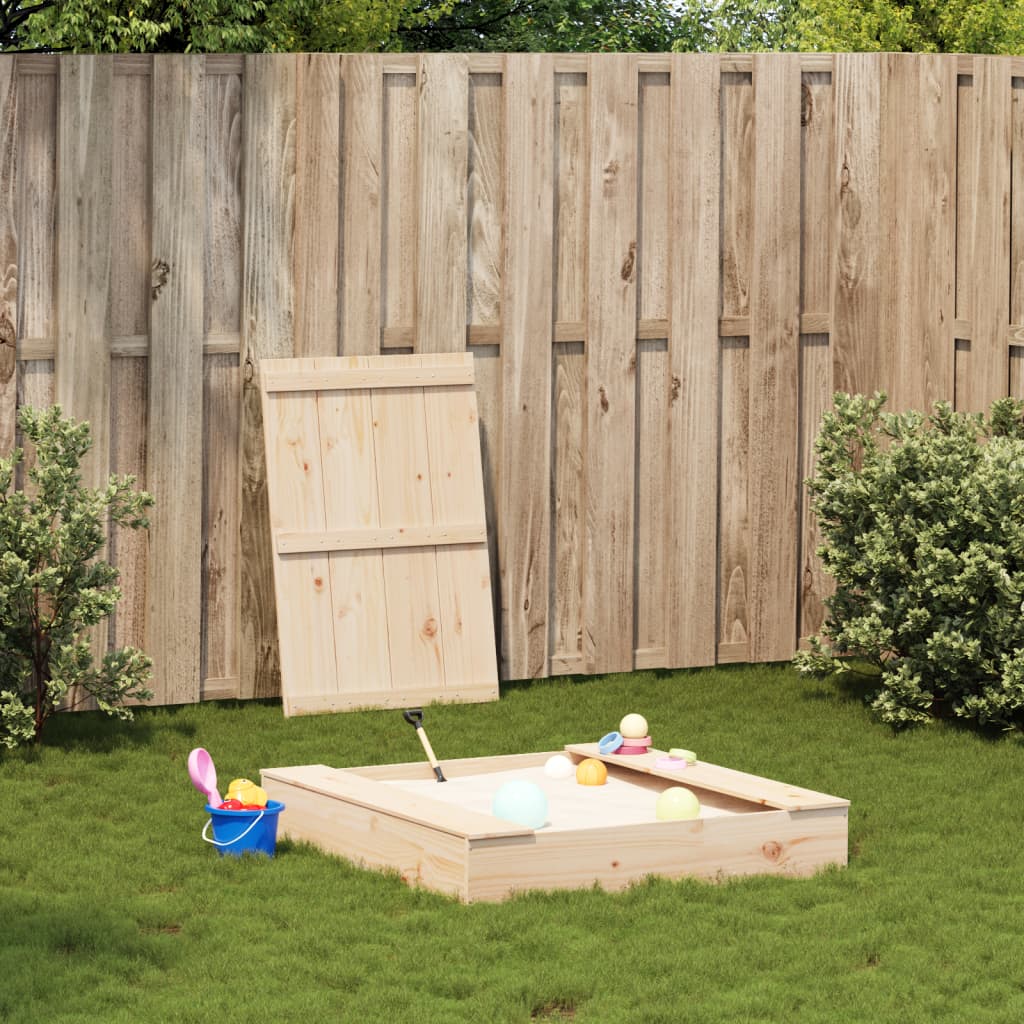Vidaxl zandbak met deksel 111x111x19,5 cm massief groenhout