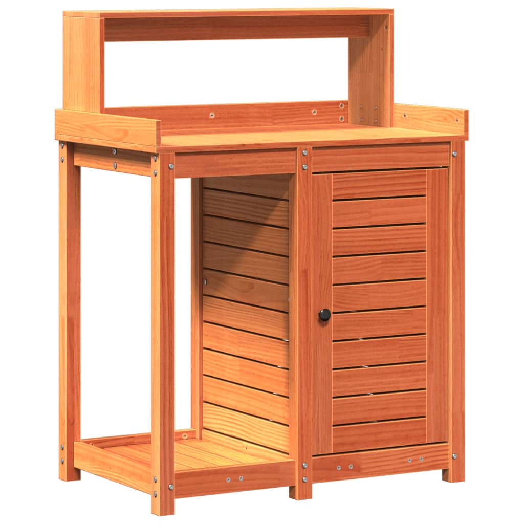 Vidaxl oppottafel met schappen 82,5x50x109,5 cm groenhout bruin