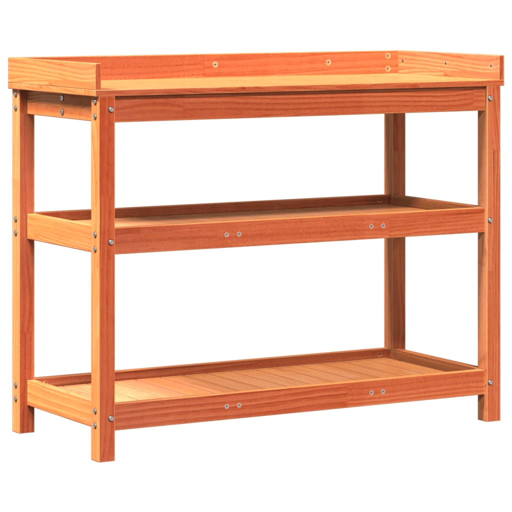 Vidaxl oppottafel met schappen 108x45x86,5 cm groenhout bruin