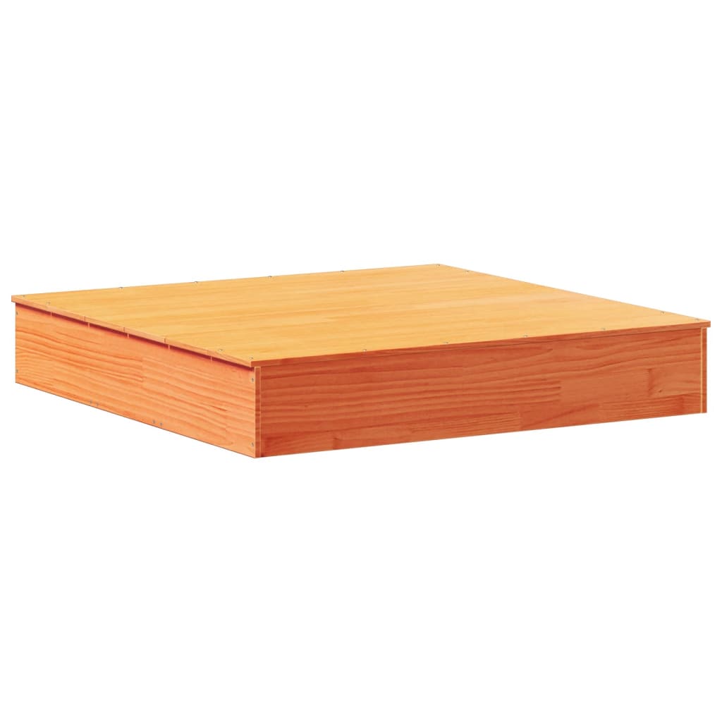 Vidaxl zandbak met deksel 111x111x19,5 cm massief groenhout wasbruin