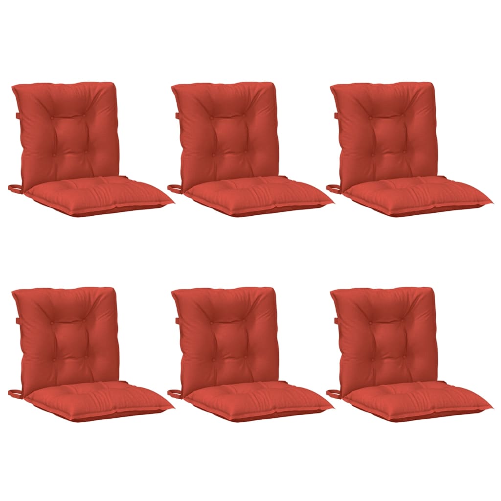 VidaXL Stoelkussens 6 st lage vloerkleed 100x50x7 cm stof gemêleerd rood