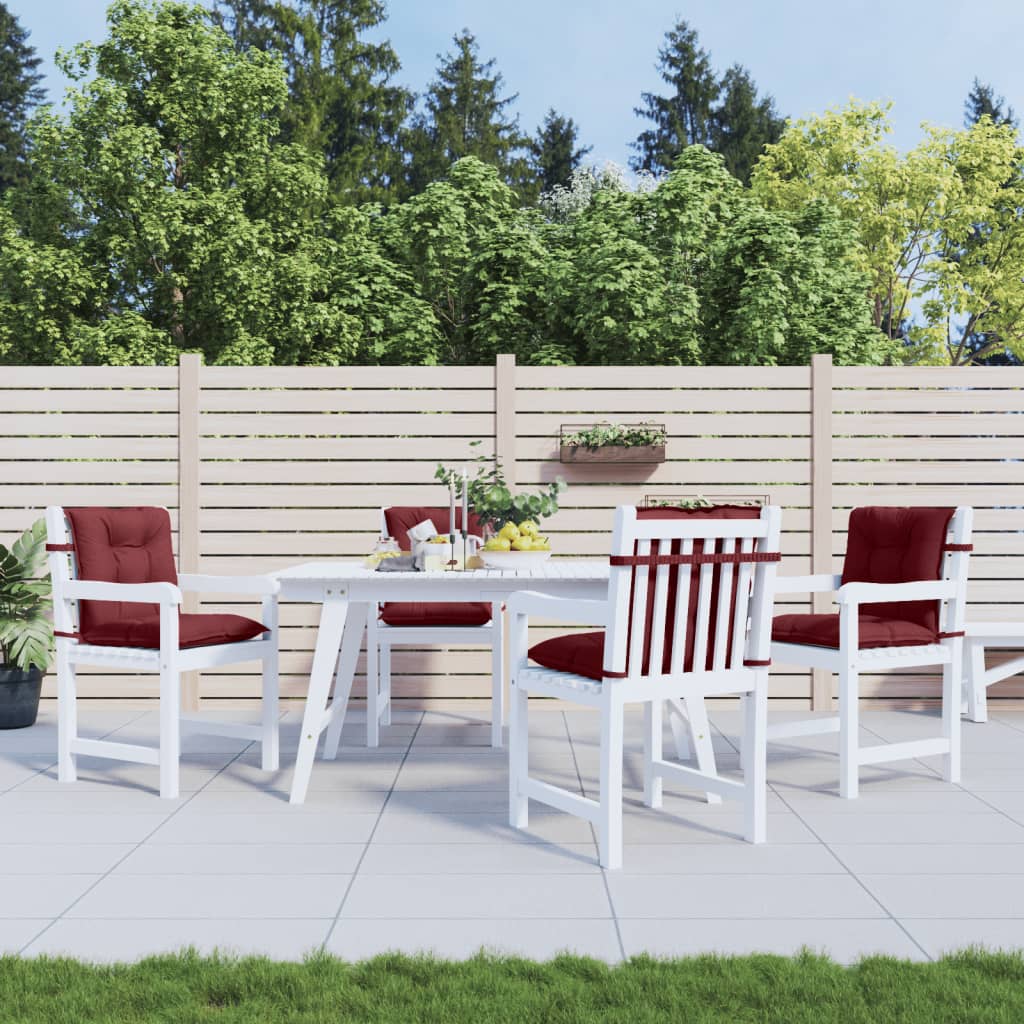Vidaxl stoelkussens 4 st lage vloerkleed 100x50x7 cm stof gemêleerd wijnrood