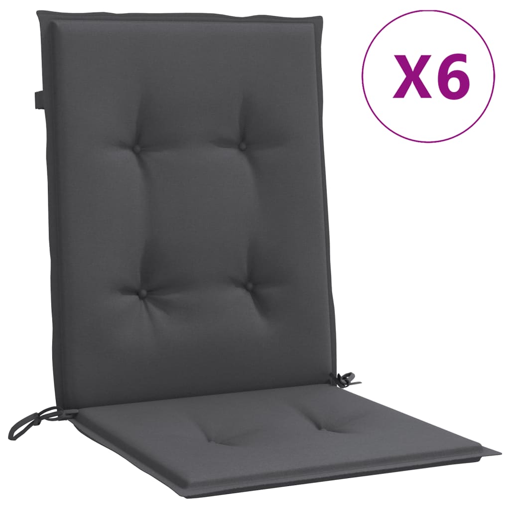 Vidaxl stoelkussens 6 st lage vloerkleed 100x50x4 cm stof gemêleerd antraciet