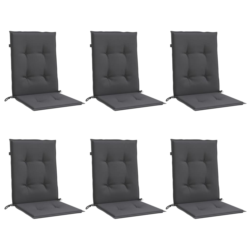 Vidaxl stoelkussens 6 st lage vloerkleed 100x50x4 cm stof gemêleerd antraciet
