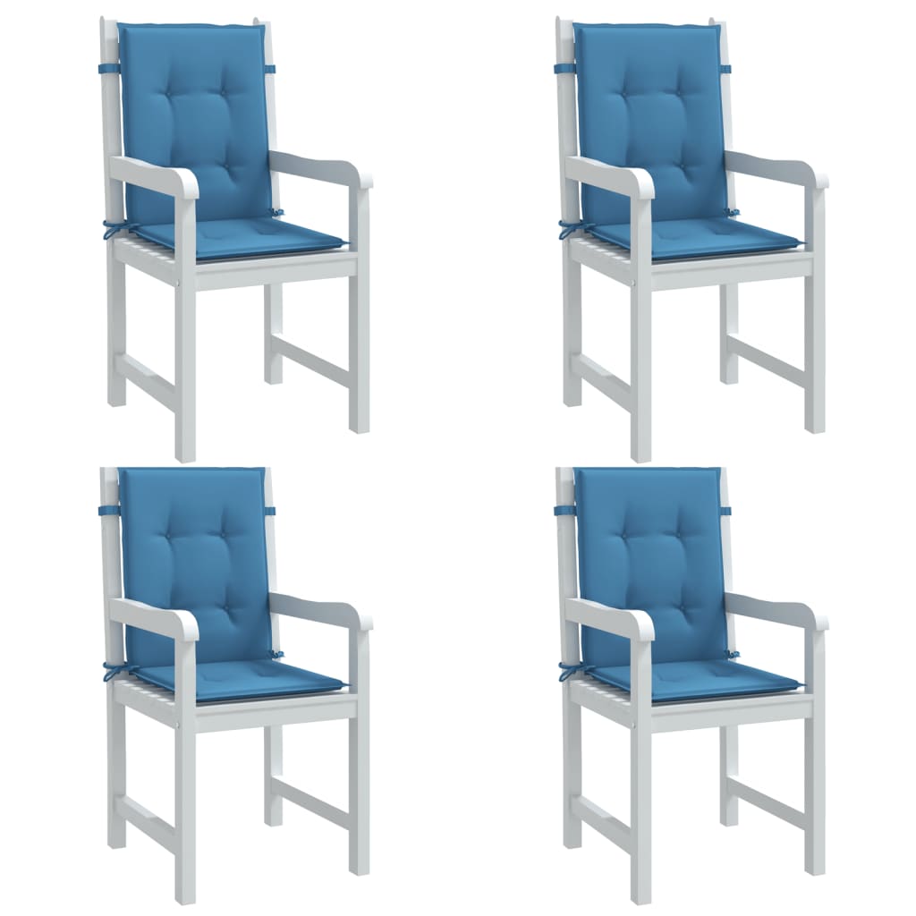 Vidaxl stoelkussens 4 st lage vloerkleed 100x50x4 cm stof gemêleerd blauw